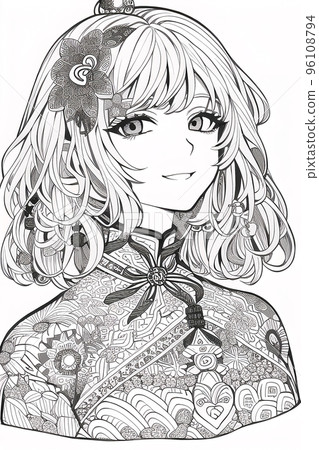 Colouring picture drawn in zentangle style. Coloring Book. Coloring book page 96108794