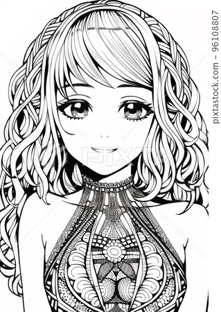 Colouring picture drawn in zentangle style. Coloring Book. Coloring book page 96108807