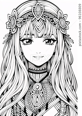 Colouring picture drawn in zentangle style. Coloring Book. Coloring book page 96108809