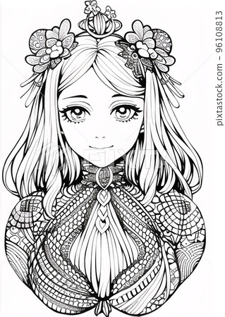 Colouring picture drawn in zentangle style. Coloring Book. Coloring book page Colouring picture drawn in zentangle style. Coloring Book. Coloring book page 96108813
