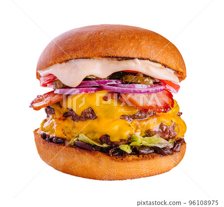 Bacon cheese burger with beef patty tomato onion 96108975