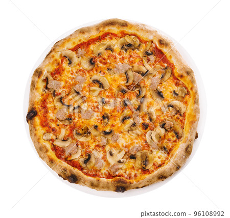 Tasty pizza with minced meat top view Tasty pizza with minced meat top view 96108992