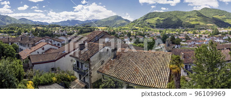 View of the landscape of Pays Basque near Saint Jean Pied de Port, France 96109969