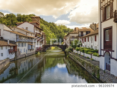 Pont and Nive river at Saint-Jean-Pied-de-Port, France 96109974
