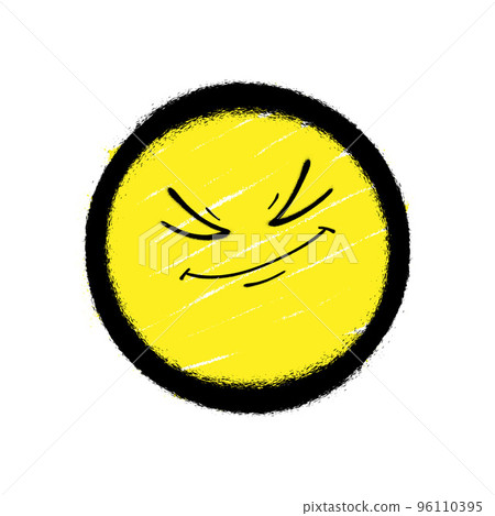 Graffiti emoticon. Smiling face painted spray paint. Vector illustration Graffiti emoticon. Smiling face painted spray paint. Vector illustration 96110395