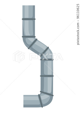 Ventilation pipe. Vent system element. Isolated cartoon part. Air system, steel pipe detail constructor on white background Ventilation pipe. Vent system element. Isolated cartoon part. Air system, steel pipe detail constructor on white background 96110625
