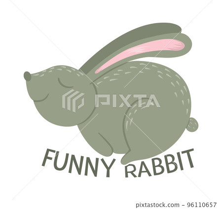 Vector cartoon style flat funny rabbit with carrot isolated on white background. Cute illustration of woodland animal. Running hare icon for children design. Vector cartoon style flat funny rabbit with carrot isolated on white background. Cute illustration of woodland animal. Running hare icon for children design. 96110657