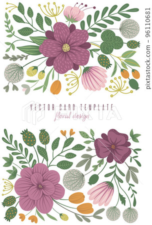 Vector card template with floral elements.... - Stock Illustration ...