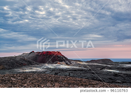 Fagradalsfjall volcanic at sunset, Iceland 96110763