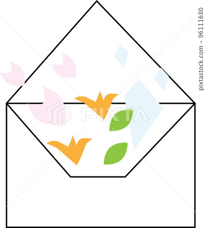 從信封中彈出的花瓣裝飾插圖 從信封中彈出的花瓣裝飾插圖 96111680