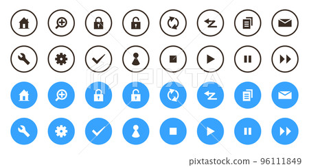 Blue net buttons, website interface elements, vector icon material set 96111849