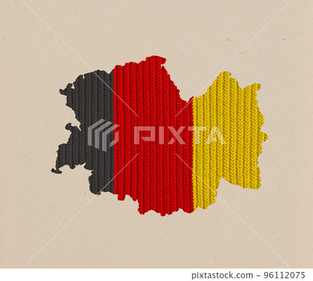 Creative conceptual design. Knitted texture of map of Germany over grey background. Current problems of gas importration 96112075