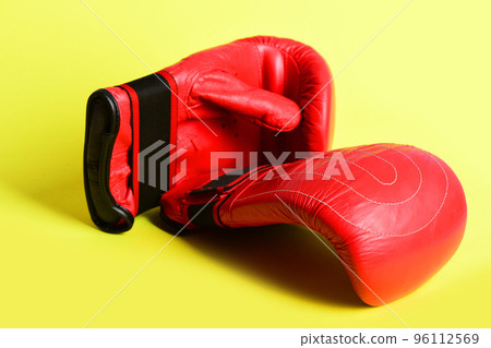 Martial arts and heavy weight sports with red boxing mittens Martial arts and heavy weight sports with red boxing mittens 96112569