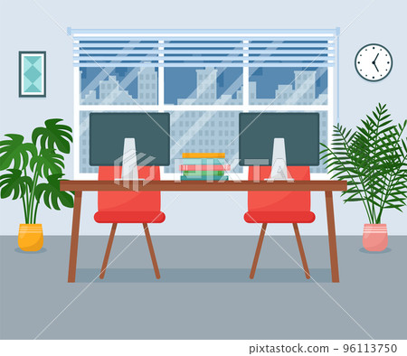 Office room interior. Modern business workspace. Vector illustration Office room interior. Modern business workspace. Vector illustration 96113750