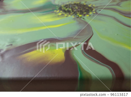 Vector image of a painted picture. Side view. Drawing technique - Fluid Art. A flower in pastel green shades. Vector image of a painted picture. Side view. Drawing technique - Fluid Art. A flower in pastel green shades. 96113817