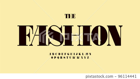 Contrasty bold elegant font, humanist classy alphabet, fancy neo antique typeset for magazine headline, wedding card, fashion brand logo, restaurant, photographer monogram. Vector typographic design Contrasty bold elegant font, humanist classy alphabet, fancy neo antique typeset for magazine headline, wedding card, fashion brand logo, restaurant, photographer monogram. Vector typographic design 96114441