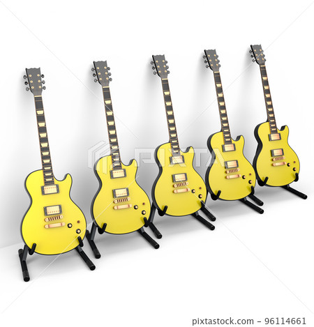 Set of electric acoustic guitar isolated on white background. 96114661