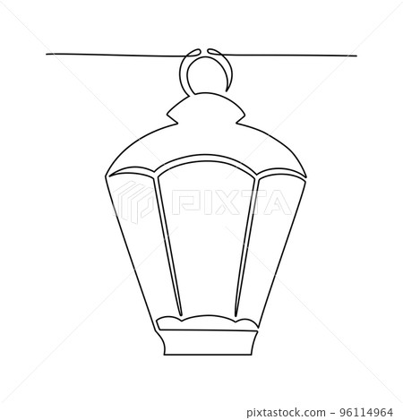 Continuous line drawing of lantern for ramadan kareem. Vector illustration Continuous line drawing of lantern for ramadan kareem. Vector illustration 96114964