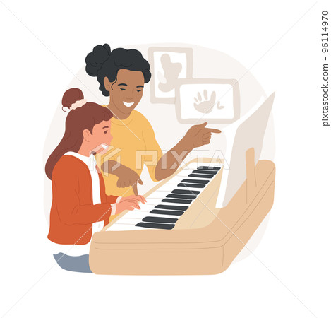 Learn note staff and keys isolated cartoon vector illustration. Child reading sheet music, teaching notes and keys to children, elementary school curriculum, singing lesson vector cartoon. Learn note staff and keys isolated cartoon vector illustration. Child reading sheet music, teaching notes and keys to children, elementary school curriculum, singing lesson vector cartoon. 96114970