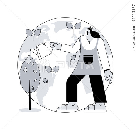 Reforestation abstract concept vector illustration. Silviculture, reforestation program, replanting trees, forest natural restoration, save woodland, climate change mitigation abstract metaphor. 96115327