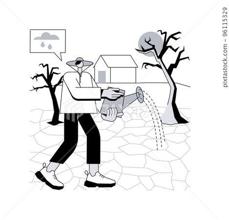 Drought abstract concept vector illustration. Extreme weather condition, erosion problem, lack of rainfall, global warming, combat drought, natural disaster, rough summer heat abstract metaphor. 96115329