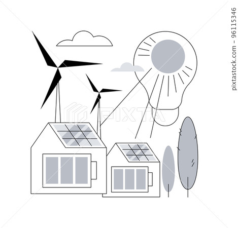 Alternative energy abstract concept vector illustration. Green alternative energy technologies, eco friendly, nuclear, renewable sources, solar panels, wind turbine, hydropower abstract metaphor. Alternative energy abstract concept vector illustration. Green alternative energy technologies, eco friendly, nuclear, renewable sources, solar panels, wind turbine, hydropower abstract metaphor. 96115346