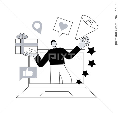 Brand ambassador abstract concept vector illustration. Official brand representative, trademark ambassador, marketing strategy, media figure, public relation persona, influencer abstract metaphor. 96115698