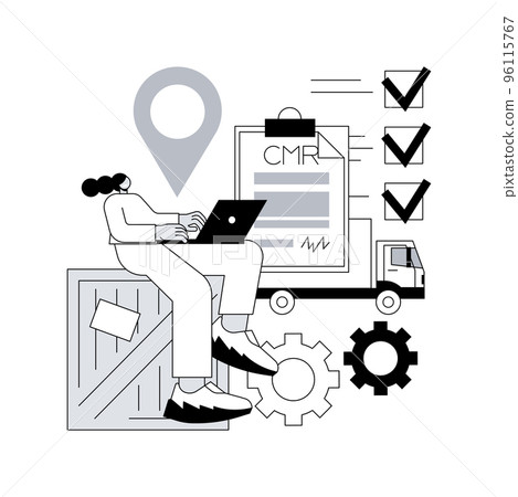 Road transport documents abstract concept vector illustration. CMR transport document, international transportation regulation, bill of lading, air waybill, business logistics abstract metaphor. 96115767