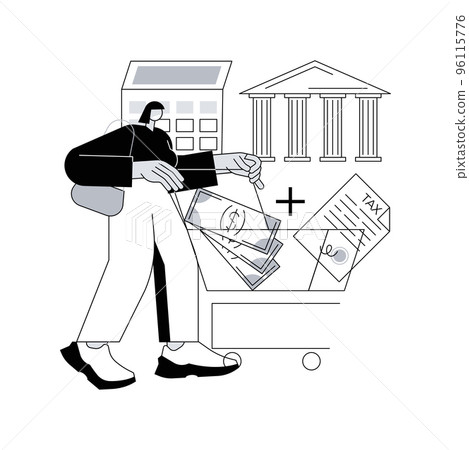 Value added tax system abstract concept vector illustration. VAT number validation, global taxation control, consumption tax system, added value, retail good purchase total cost abstract metaphor. 96115776
