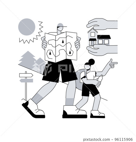 Fatherhood care abstract concept vector illustration. Fatherhood institute, care and domestic work, together at home, fathers day, relationship with child, happy kid family abstract metaphor. 96115906
