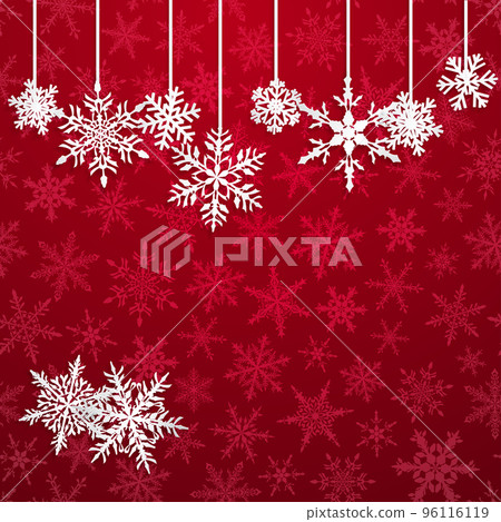 Background with hanging snowflakes - Stock Illustration [96116119] - PIXTA
