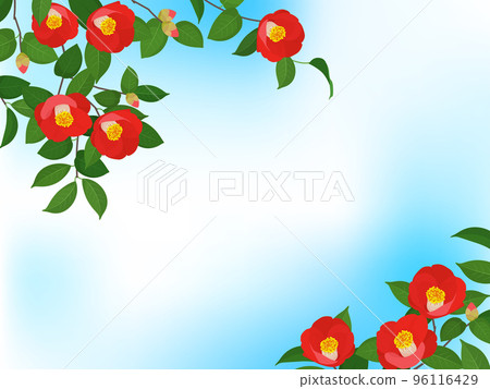 Camellia and winter sky background frame Camellia and winter sky background frame 96116429