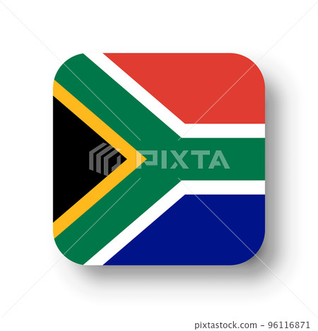 South Africa flag - flat vector square with rounded corners and dropped shadow. South Africa flag - flat vector square with rounded corners and dropped shadow. 96116871