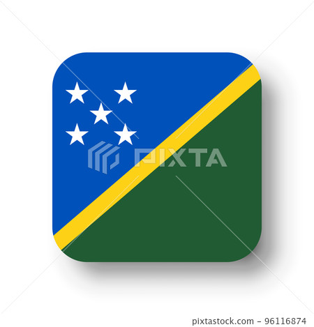 Solomon Islands flag - flat vector square with rounded corners and dropped shadow. 96116874