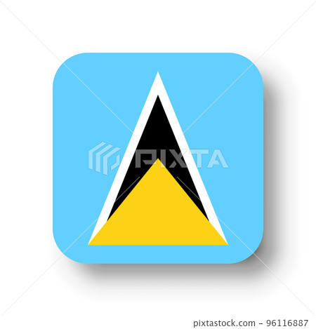 Saint Lucia flag - flat vector square with rounded corners and dropped shadow. Saint Lucia flag - flat vector square with rounded corners and dropped shadow. 96116887