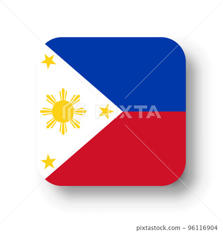 Philippines flag - flat vector square with rounded corners and dropped shadow. 96116904