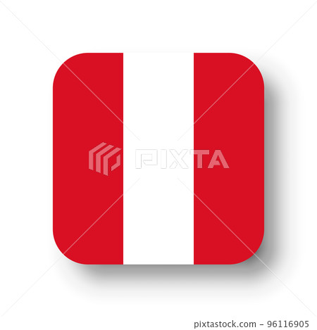 Peru flag - flat vector square with rounded corners and dropped shadow. 96116905