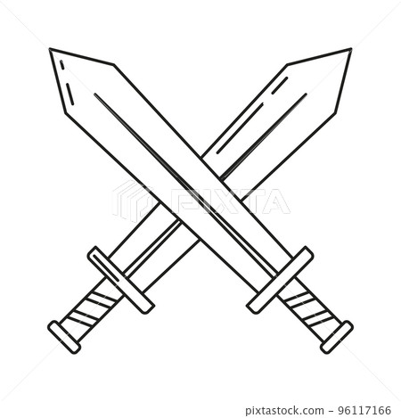 Pair of sword weapons medieval icon Vector Pair of sword weapons medieval icon Vector 96117166