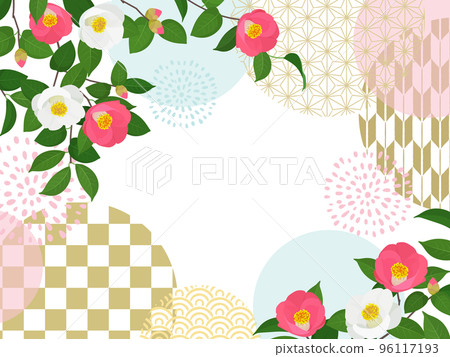 Enclosing frame of camellia and Japanese pattern Enclosing frame of camellia and Japanese pattern 96117193