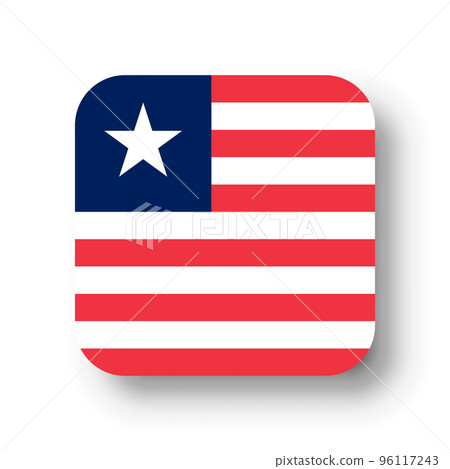 Liberia flag - flat vector square with rounded corners and dropped shadow. 96117243