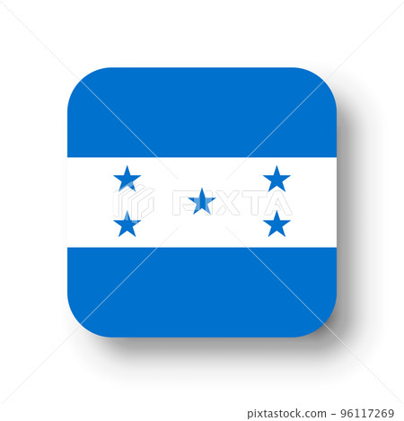 Honduras flag - flat vector square with rounded corners and dropped shadow. Honduras flag - flat vector square with rounded corners and dropped shadow. 96117269