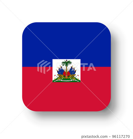Haiti flag - flat vector square with rounded corners and dropped shadow. Haiti flag - flat vector square with rounded corners and dropped shadow. 96117270