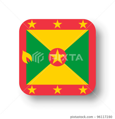 Grenada flag - flat vector square with rounded corners and dropped shadow. 96117280