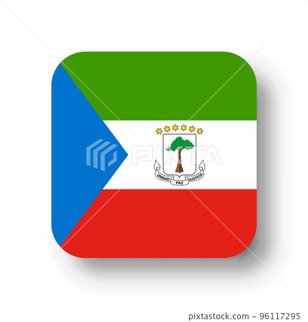 Equatorial Guinea flag - flat vector square with rounded corners and dropped shadow. Equatorial Guinea flag - flat vector square with rounded corners and dropped shadow. 96117295