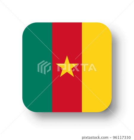 Cameroon flag - flat vector square with rounded corners and dropped shadow. Cameroon flag - flat vector square with rounded corners and dropped shadow. 96117330