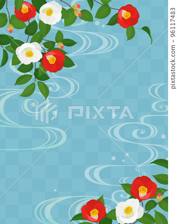 Camellia Japanese style background frame _ vertical (3: 4) 96117483