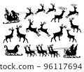 Santa Claus in sleigh, reindeers isolated on white 96117694