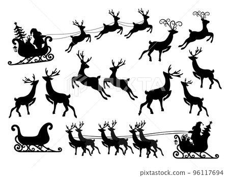 Santa Claus in sleigh, reindeers isolated on white 96117694