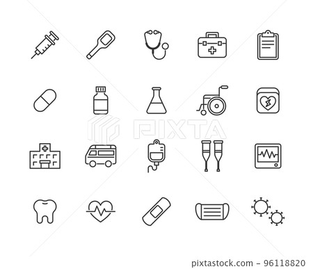 Medical line drawing icon set 96118820