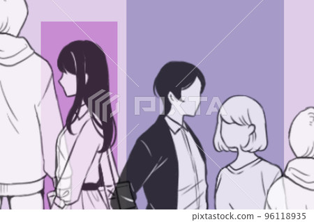 Two people passing each other Lovers illustration 96118935